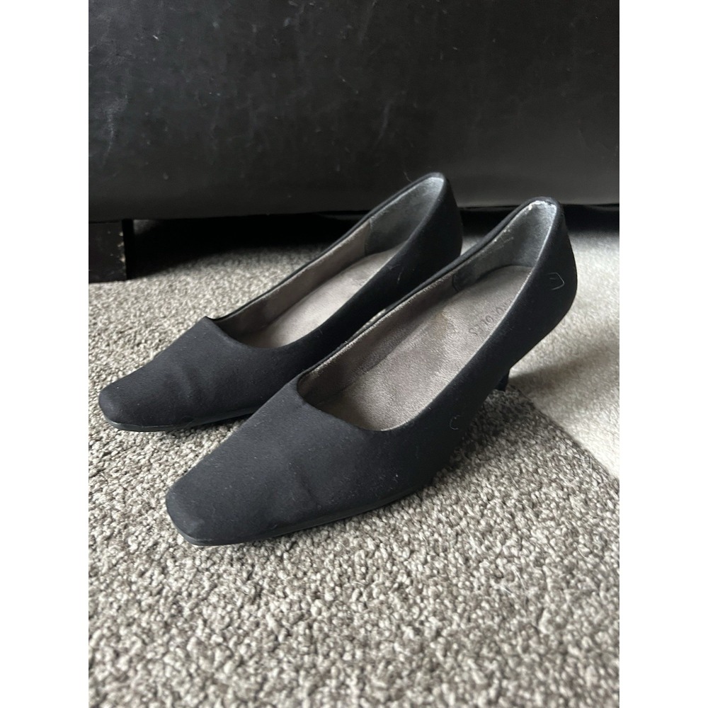 WOMENS AEROSOLES CHEERFUL BLACK‎ FABRIC LOW HEEL  PUMPS - 7
